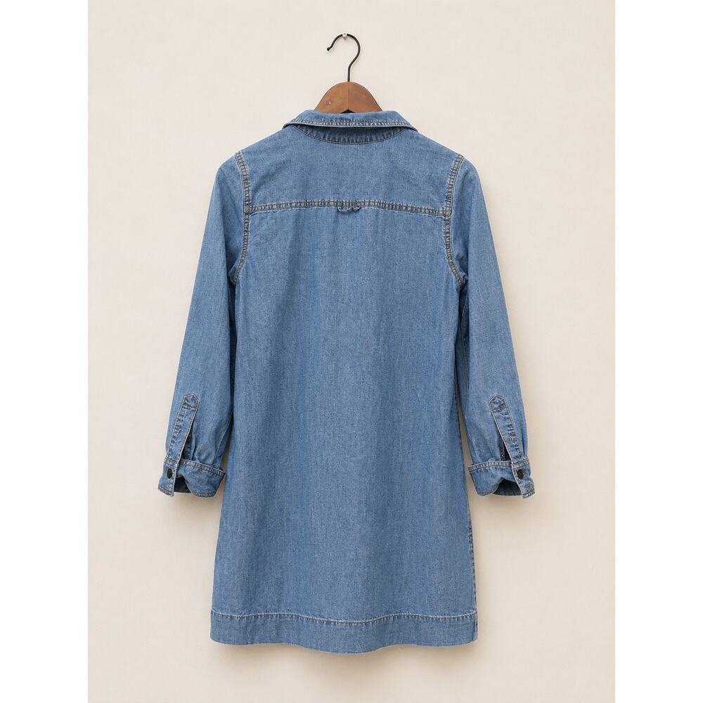 J.Crew Chambray Denim Shirt Dress Size S Roll Tab Long Sleeve Utility Staple - Picture 3 of 3